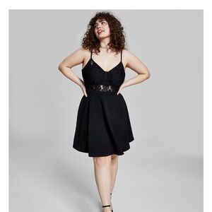 NWT black lace skater dress